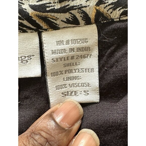 Soft Surroundings Maxi Dress Womens Small Animal Print Black A-Line Tiered Boho - Picture 6 of 12